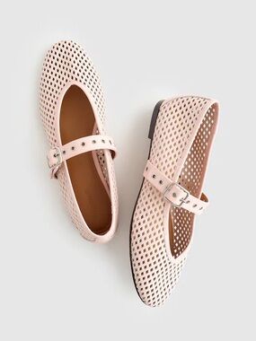 Madewell Remy Pink Perforated Mary Jane Flats